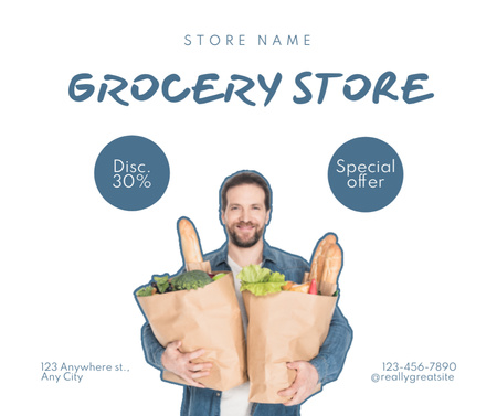 Template di design Veggies And Fruits In Paper Bags With Discount Facebook