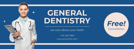 Plantilla de diseño de Oferta de consulta dental gratuita Facebook cover 