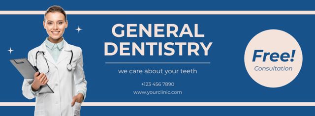 Plantilla de diseño de Free Dental Consultation Offer Facebook cover 
