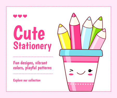 Explore Cute Stationery Collection Facebook Design Template