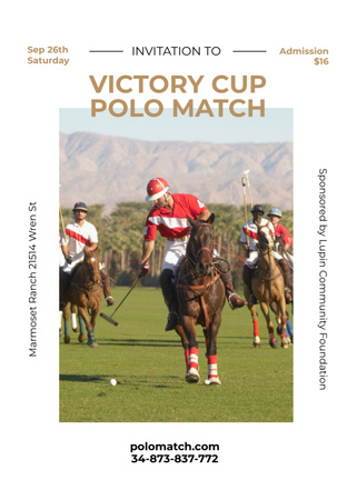 Polo match invitation with Players on Horses Flayer Design Template