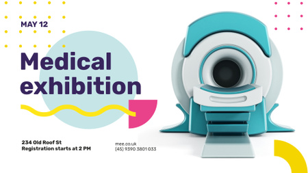 Ontwerpsjabloon van FB event cover van Aankondiging van medische evenementen moderne MRI-scanner