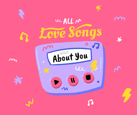 Template di design Love Songs for Valentine's Day Facebook