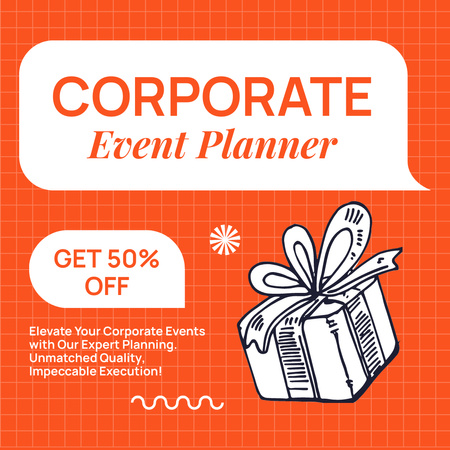 Discount on Corporate Events with Gift Sketch Instagram Design Template