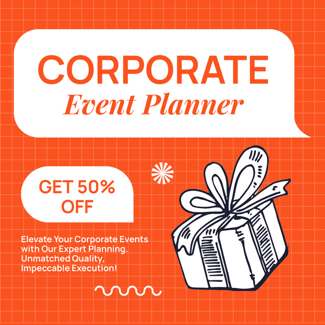Designvorlage Discount on Corporate Events with Gift Sketch für Instagram