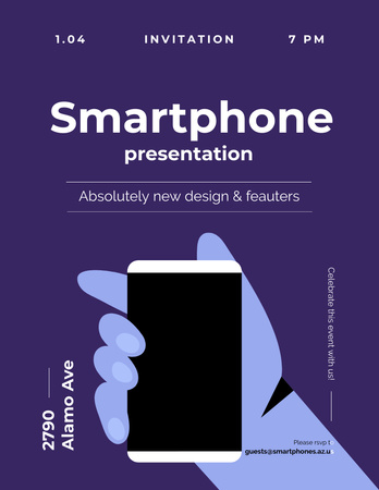 Smartphone Review with Phone in Hand Poster 8.5x11in Modelo de Design
