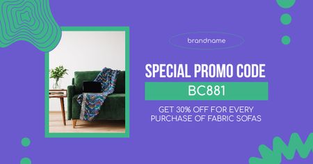 Special Promo of Furniture with Stylish Green Sofa Facebook AD Design Template
