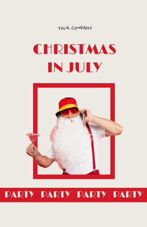 Family Party in July with Jolly Santa Claus Flyer 5.5x8.5in Design Template