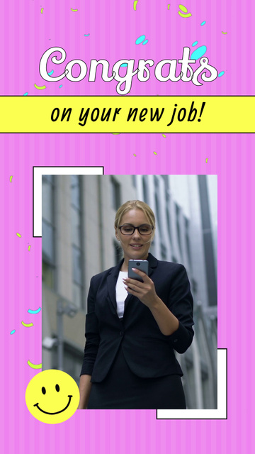 Ontwerpsjabloon van Instagram Video Story van Confetti And Congrats On New Job
