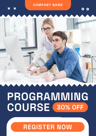 Programming Course Ad with Discount Poster Design Template