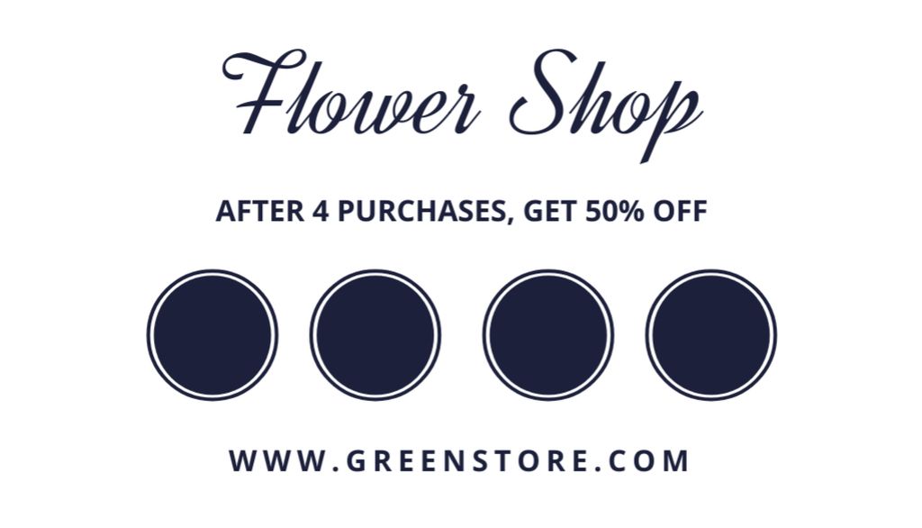 Illustrated Discount Offer by Flower Shop Business Card USデザインテンプレート