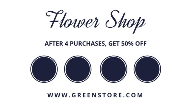 Illustrated Discount Offer by Flower Shop Business Card USデザインテンプレート
