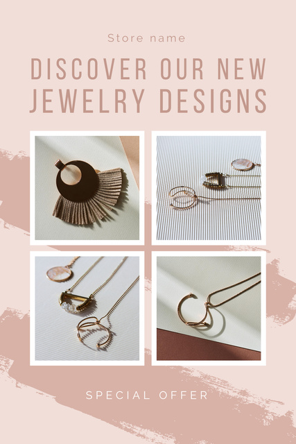Collage with Beautiful Jewelry Offer Pinterest Design Template