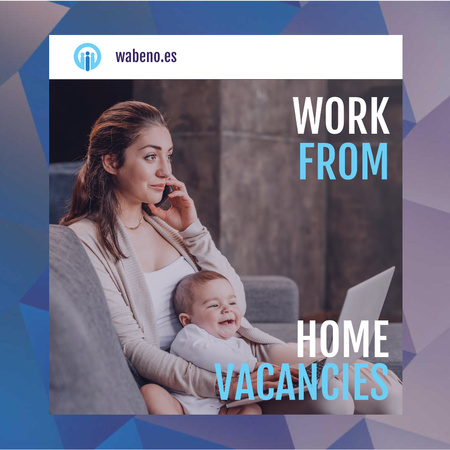 Freelancer Mother Working at Home with Baby Animated Post Design Template