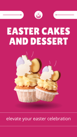 Easter Cakes and Desserts Offer with Sweet Cupcakes Instagram Video Story Design Template