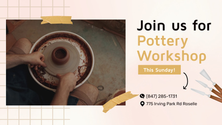 Handmade Pottery Workshop Announcement With Tools Full HD video Design Template