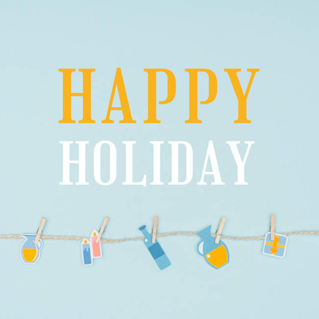 Happy Holiday Greeting with Bottles Instagram Design Template