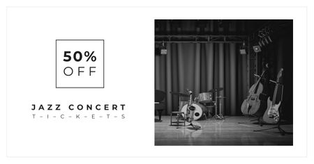 Event Announcement with Musical Instruments on Stage Facebook AD Design Template