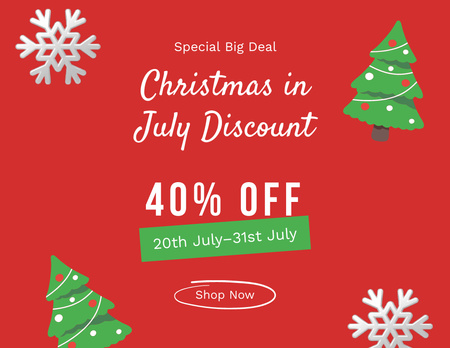 Exciting Christmas in July Sale Ad on Red Flyer 8.5x11in Horizontalデザインテンプレート