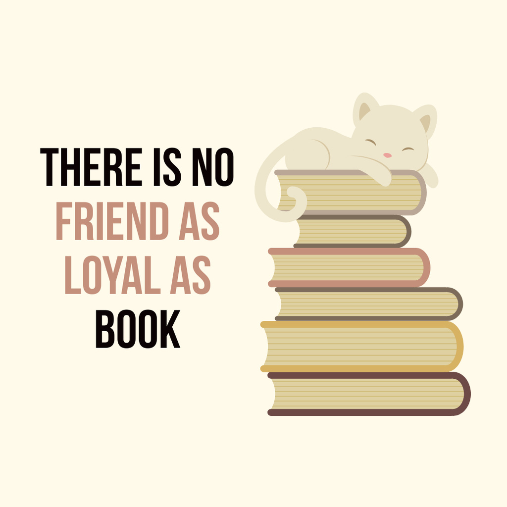 Bookstore Announcement with Cute Cat Instagram Design Template