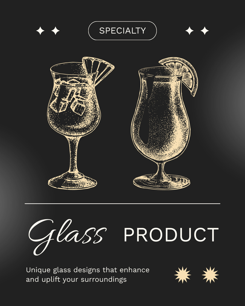 Ontwerpsjabloon van Instagram Post Vertical van Unique Glass Products Promotion With Slogan