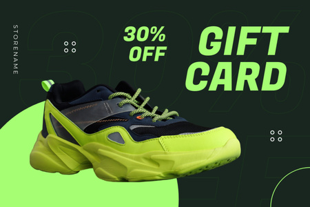 Nabídka dárkového poukazu na zelené sportovní boty Gift Certificate Šablona návrhu