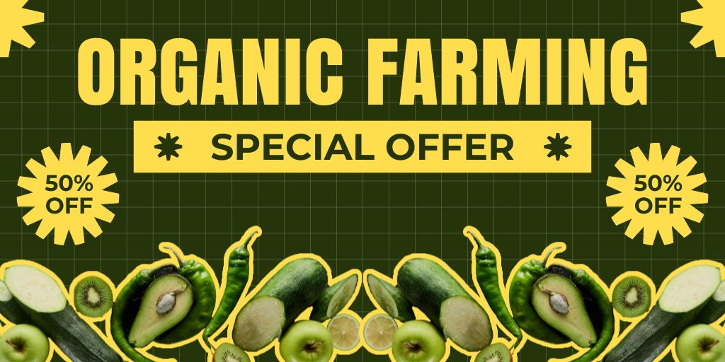 Special Offer on Organic Products from Farm Twitter tervezősablon