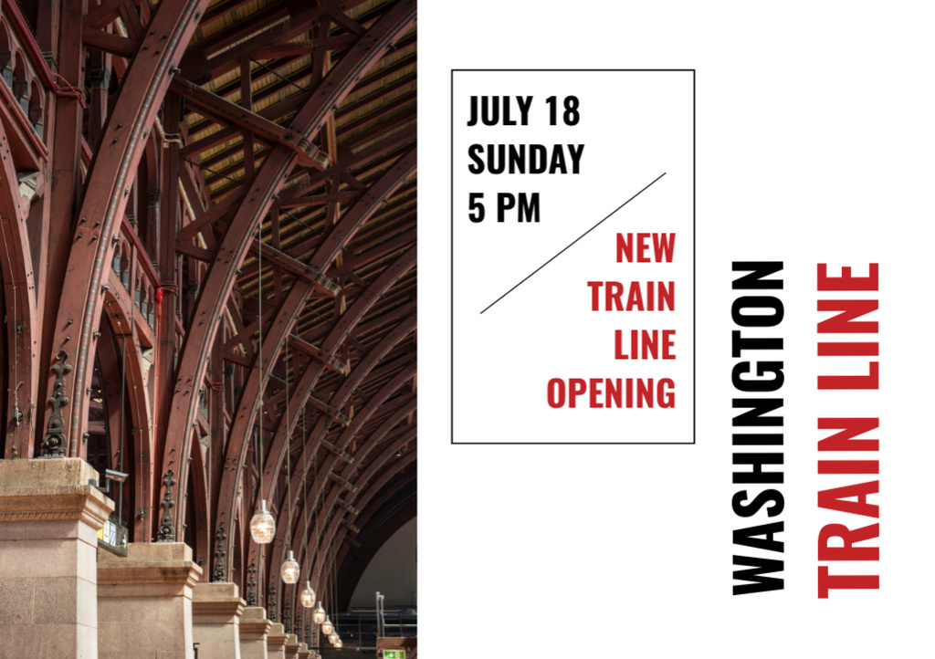Train Line Opening Announcement with Station Flyer A5 Horizontal Design Template