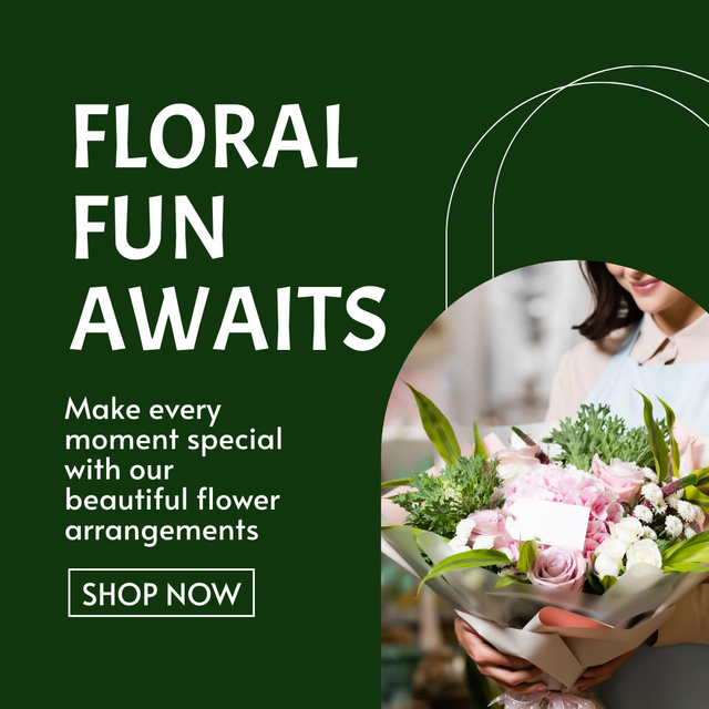 Offering Special Flower Arrangements and Bouquets Instagram AD Design Template