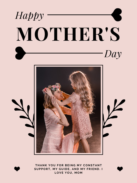 Mom in Spring Wreath with Daughter on Mother's Day Poster US – шаблон для дизайна