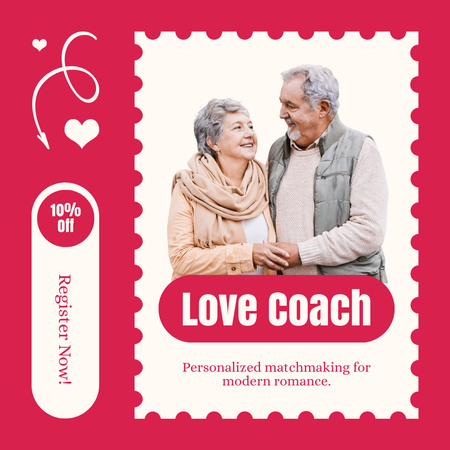 Tarjoa alennuksia Love Coach -palveluista kaiken ikäisille Instagram Design Template