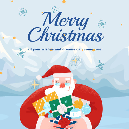 Merry Christmas Greeting with Santa Instagram Design Template