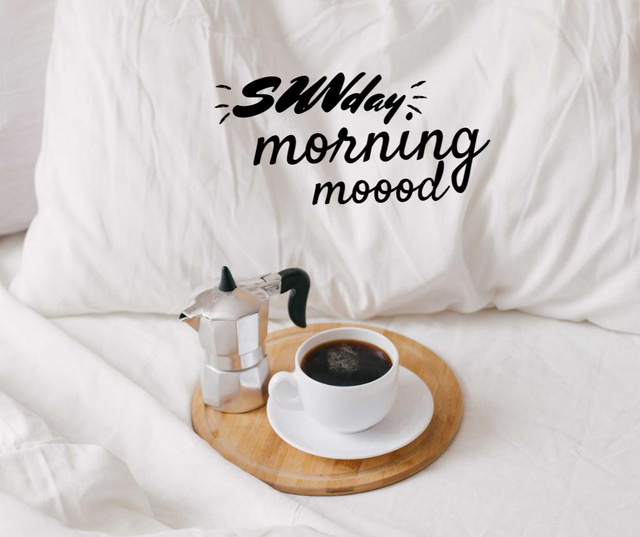 Weekend Morning Coffee in bed Facebook Design Template