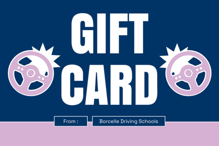 Illustrated Steering Wheels And Driver's Classes At School Gift Certificate Design Template