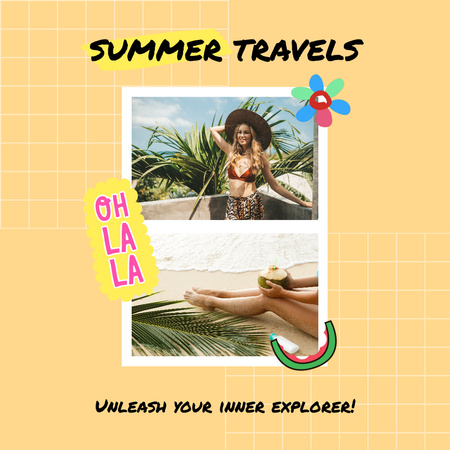 Summer Travels For Tourists With Seaside Offer Animated Post Design Template