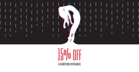 Ontwerpsjabloon van Facebook AD van Aankondiging van moderne kunsttentoonstelling met vrouwelijk silhouet