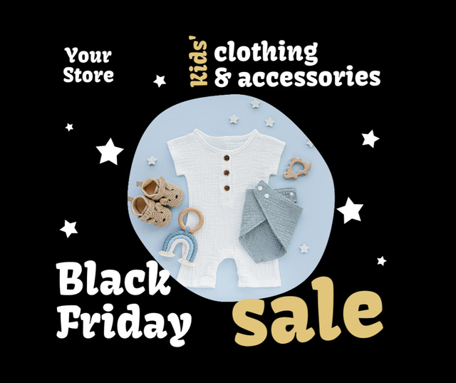 Black Friday Sale with Stylish Outfit Facebookデザインテンプレート