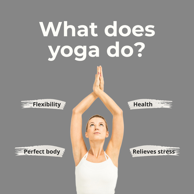 Woman Doing Yoga for Health and Stress Relief Instagram Design Template