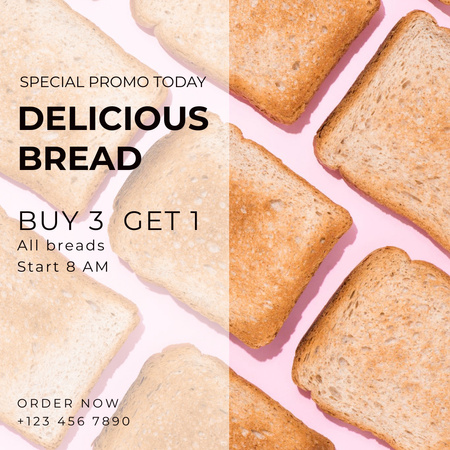 Special Promotion of Day with Delicious Bread Instagram Design Template