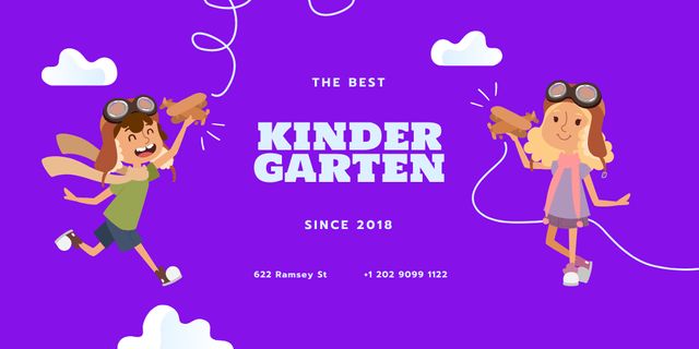 Kindergarten Apply Announcement Twitter Design Template
