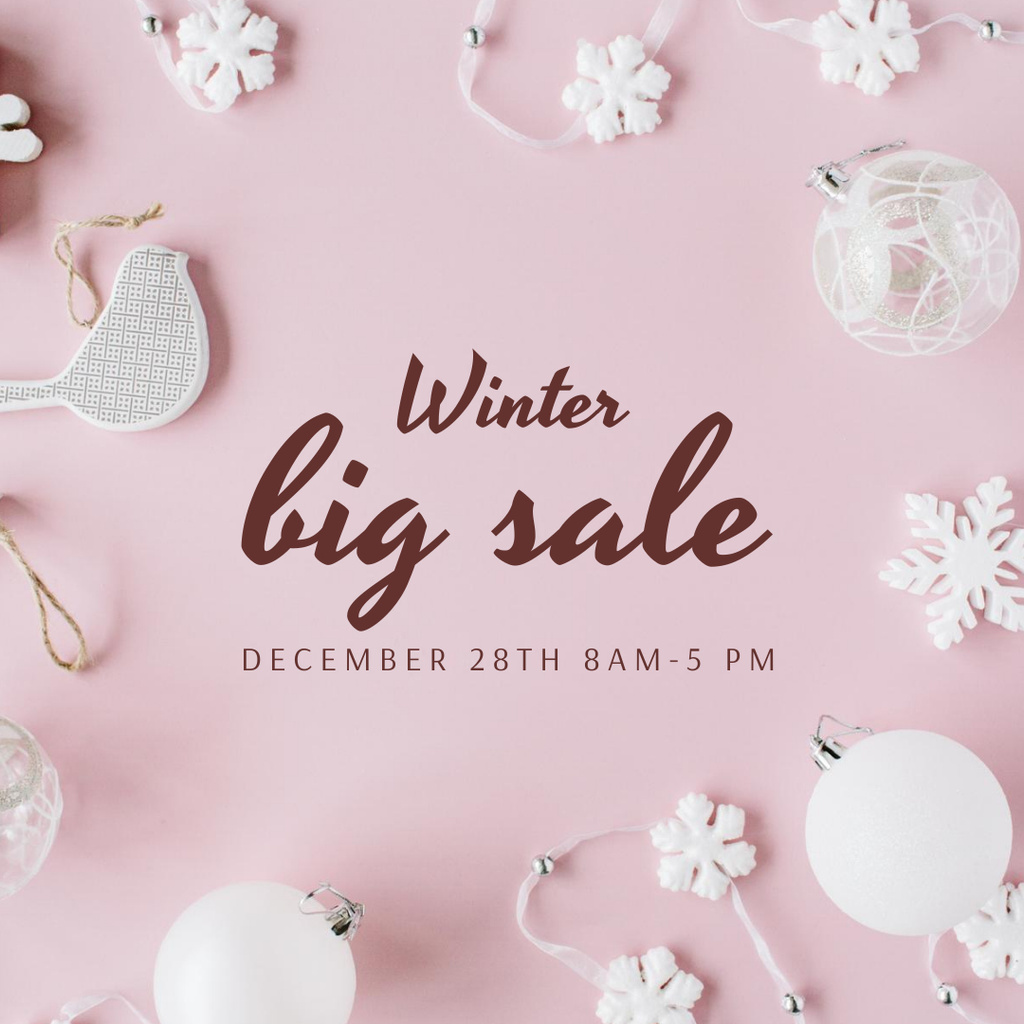 Winter Holiday Accessories Sale Ad on Pink Instagram Design Template
