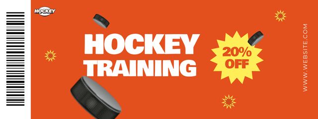 Hockey Skill Building Promotion with Hockey Pucks And Discounts Coupon Šablona návrhu