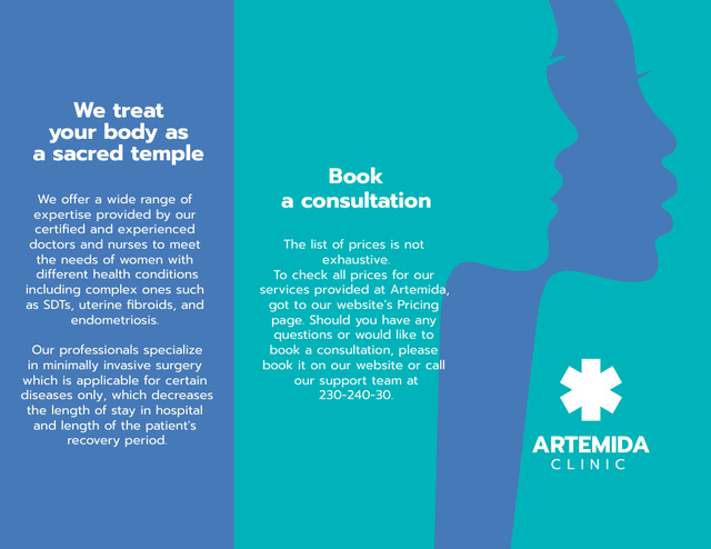 Reputable Clinic Ad with Women's Silhouettes In Blue Brochure 8.5x11in Z-fold Modelo de Design