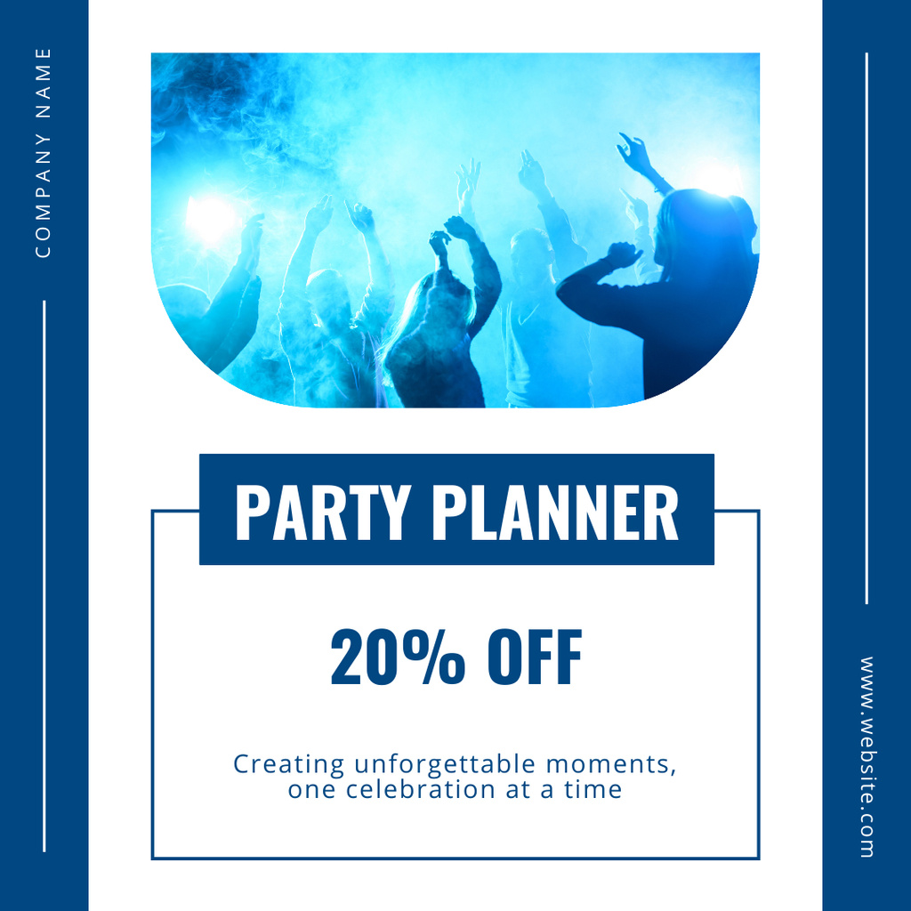 Party Planning Services Offer with Dancing Crowd Instagram Πρότυπο σχεδίασης