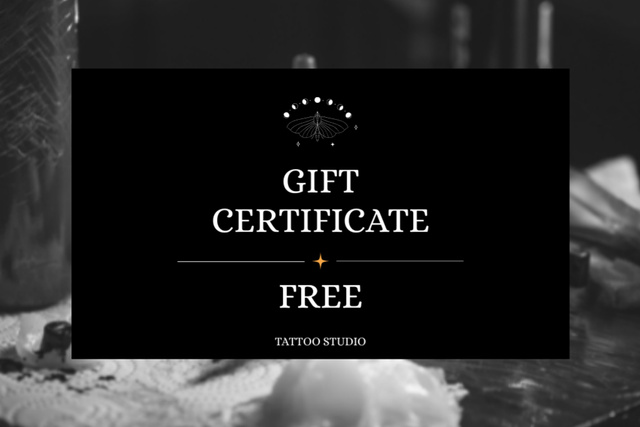 Template di design Tattoo Service As Gift With Butterfly Gift Certificate