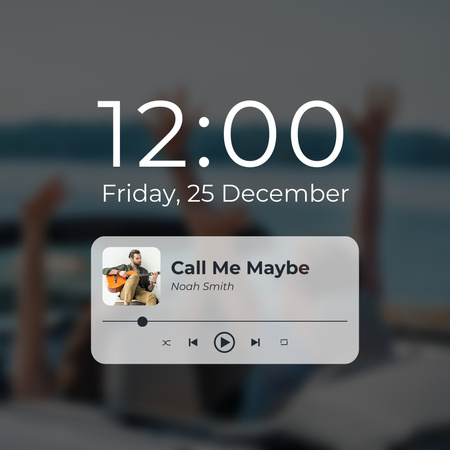 Music Player Widget from Lock Screen on Phone Instagram Tasarım Şablonu