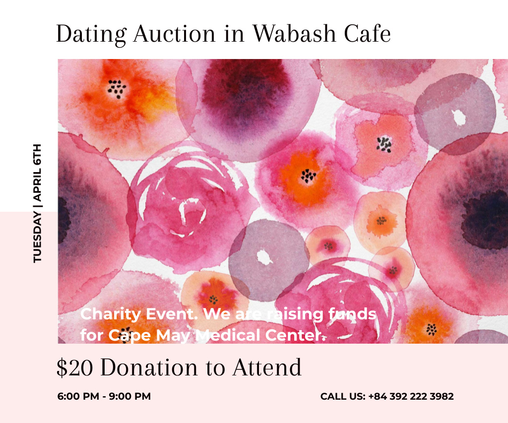 Ontwerpsjabloon van Large Rectangle van Cafe Dating Auction Announcement