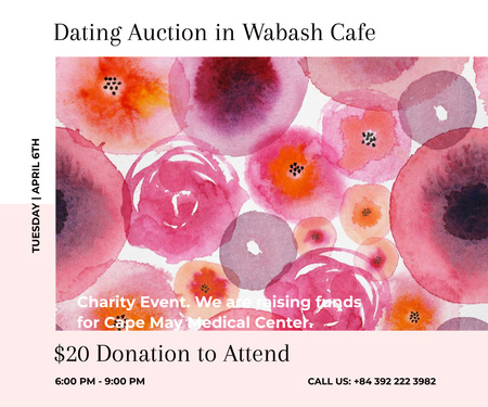 Cafe Dating Auction Announcement Large Rectangle Design Template