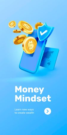 Ontwerpsjabloon van Graphic van Phone with coins for Money Mindset
