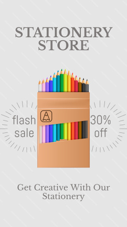 Designvorlage Ankündigung des Flash-Sales im Schreibwarenladen für Instagram Story